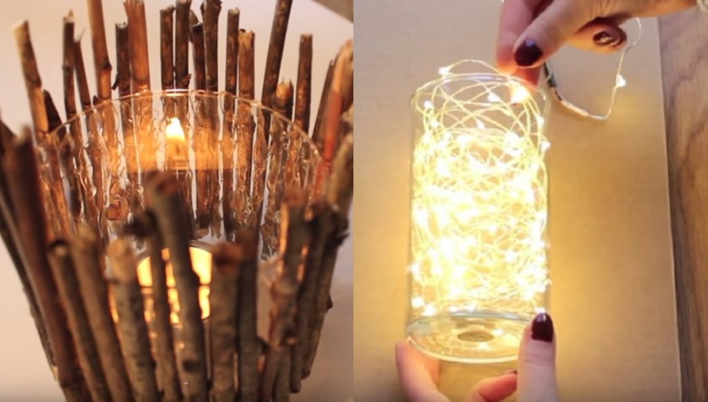 DIY: vyrobte si svícen z proutí nebo vánočních světýlek za pár minut